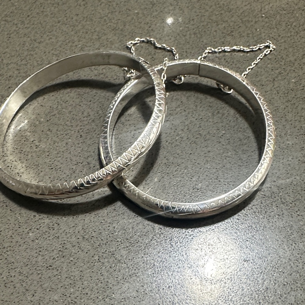 Silver Engraved Bangle Bracelet